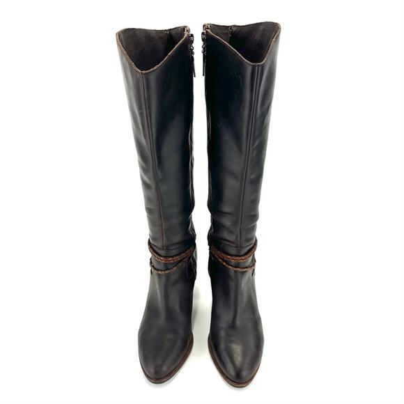Ugg Brown Tall/Knee High Boot Size 10 Leather Block High Heel Almond Toe Bootie - Picture 3 of 14